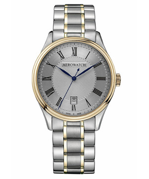 Srebrno-złoty zegarek męski Aerowatch na bransolecie
