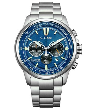Tytanowy zegarek Citizen CA4570-88L z niebieską tarczą