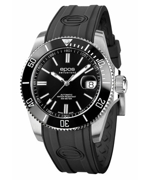 Zegarek nurkowy Epos Sportive Diver 3504.131.20.15.55 w czarnej kolorystyce.