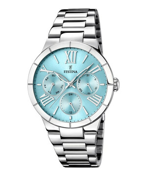 Srebrny zegarek z niebieską tarczą Festina Mademoiselle
