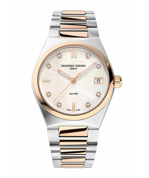 Srebrno-złoty zegarek z diamentami Frederique Constant