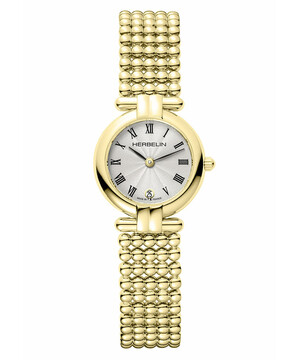 Herbelin Perles pozłacany zegarek damski na stalowej bransoletce