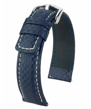 Pasek do zegarka Hirsch Carbon kolor niebieski