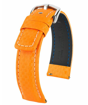 Pasek do zegarka Hirsch Carbon kolor pomarańczowy