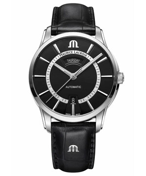 Zegarek męski Maurice Lacroix Pontos Day Date PT6358-SS001-332-2 z czarną tarczą