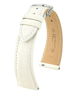 Biały pasek do zegarka Hirsch Regent ze skóry aligatora 17 mm