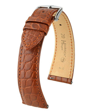 Złoty pasek do zegarka Hirsch Regent ze skóry aligatora 17 mm