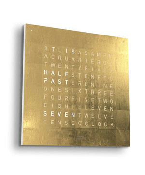 Zegar Qlocktwo Gold 90 cm w języku angielskim