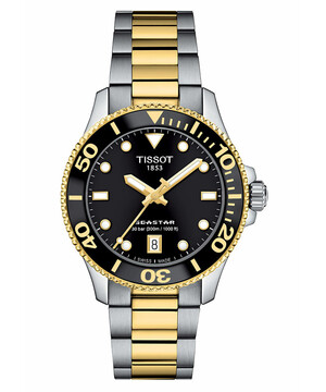 Nurkowy zegarek damski na bransolecie bicolor Tissot Seastar 1000 Gold