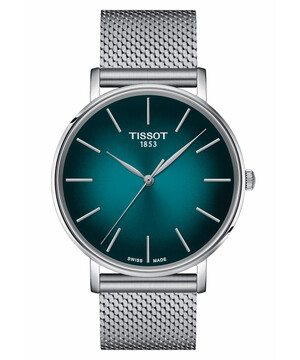 Klasyczny zegarek męski z zieloną tarczą Tissot