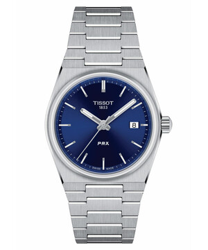 Tissot PRX T137.210.11.041.00 srebrny zegarek z niebieską tarczą