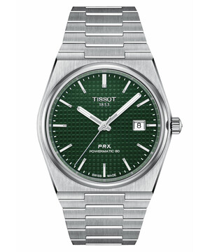 Zegarek Tissot PRX Powermatic 80 T137.407.11.091.00 z zieloną tarczą