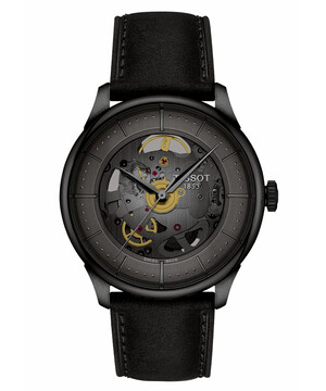 Szkieletowy zegarek Tissot na skórzanym pasku