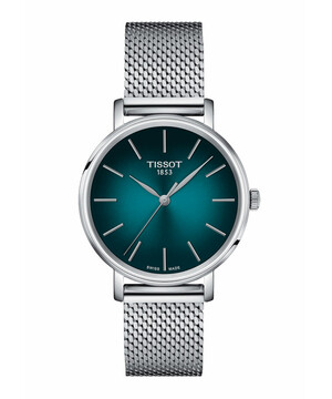 Klasyczny zegarek damski z zieloną tarczą Tissot