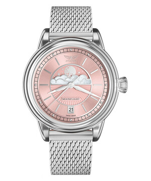 Limitowany zegarek damski Aviator z różową tarczą