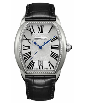 Zegarek z diamentami i skórzanym paskiem Aerowatch
