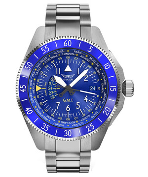 Męski zegarek pilotowy Aviator GMT na bransolecie