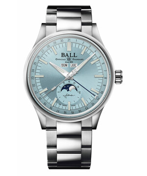 Klasyczny srebrny zegarek na bransolecie z niebieską tarczą Ball Limited Edition