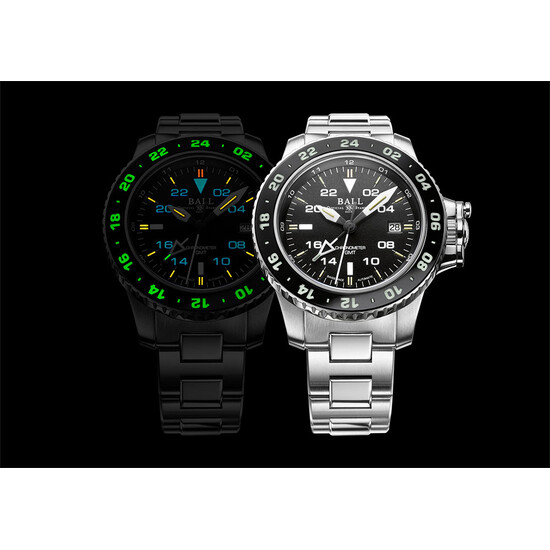 Zegarek Ball Engineer Hydrocarbon AeroGMT II w nocy