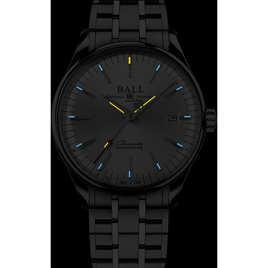 Ball Trainmaster Manufacture 80 Hours NM3280D-S1CJ-SL w ciemności