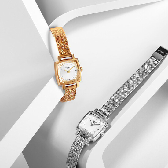 Tissot Lovely Square damski zegarek z szafirowym szkłem.