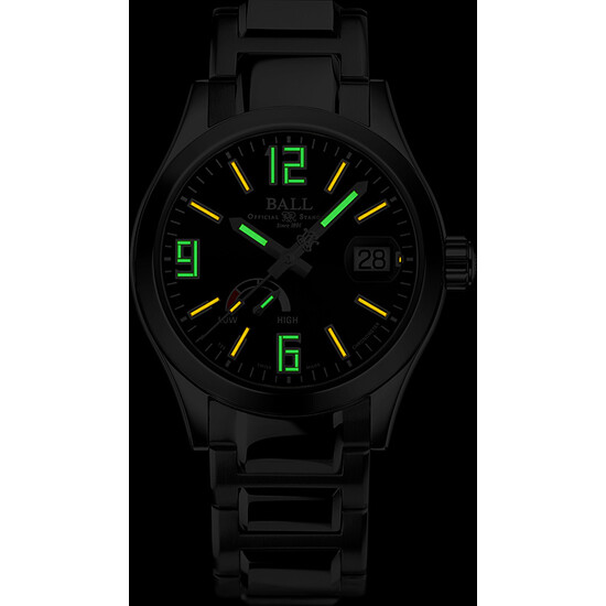 Ball Engineer III Pioneer Power Reserve wyraźnie podświetlenie trytowe w ciemności