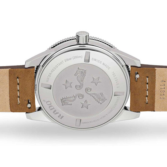 Jasnobrązowy pasek Rado R070909001 21 mm do zegarków Captain Cook 42 mm - mocowanie