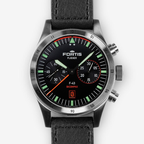 Fortis Flieger F-43 Bicompax F4240005 zegarek z chronografem.