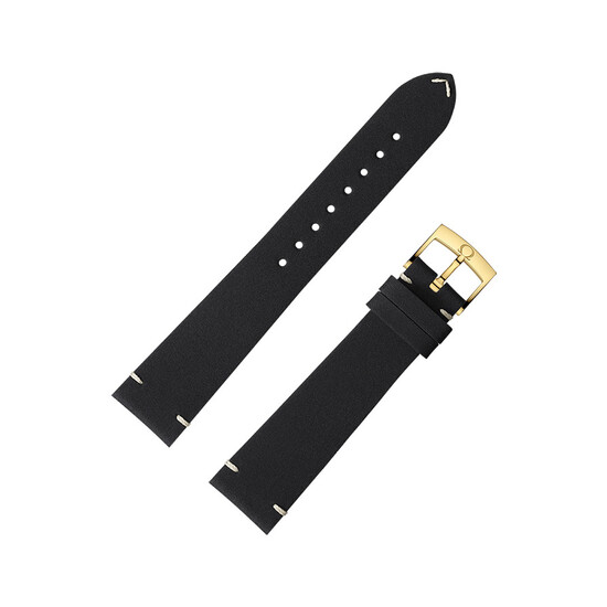 Czarny pasek Omega 19 mm z klamerką z żółtego złota
