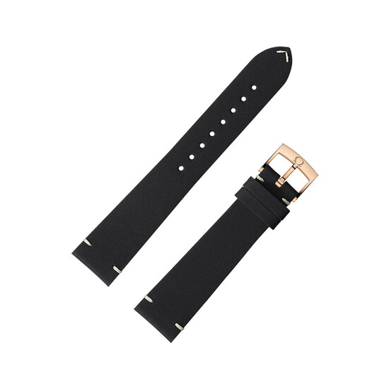 Czarny pasek Omega 19 mm z klamerką z różowego złota