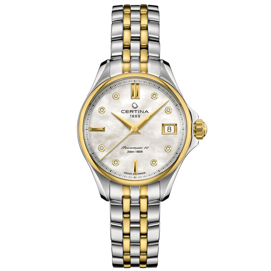 Zegarek damski Certina z diamentami na tarczy z masy perłowej