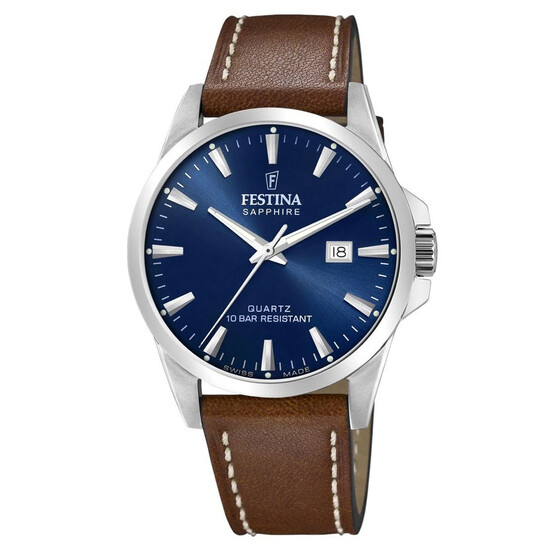 Sportowy zegarek Festina Swiss Made F20025/3 z paskiem skórzanym