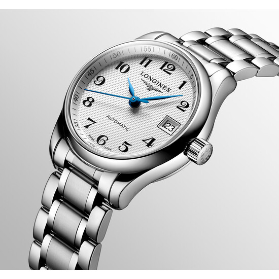 Longines L2.128.4.78.6 Master Collection srebrna tarcza z arabskimi indeksami