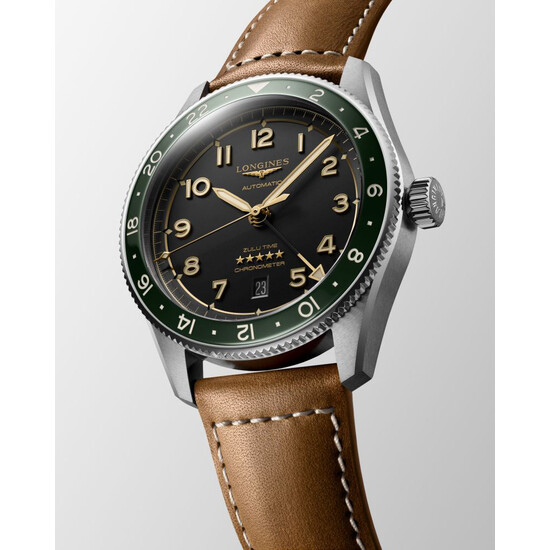 Brązowy pasek w zegarku Longines Spirit Zulu Time L3.812.4.63.2