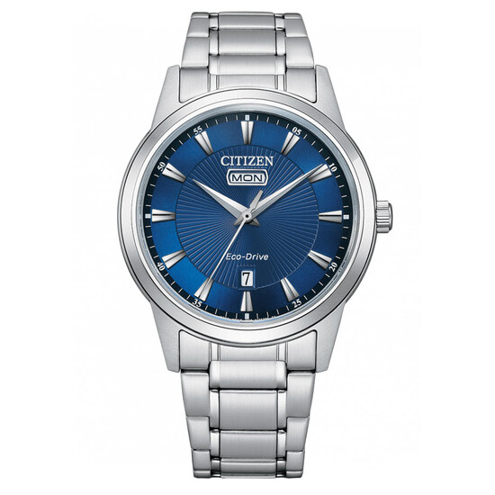 Klasyczny zegarek Citizen AW0100-86LC z niebieską tarczą