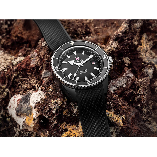 Zegarek męski na czarnym pasku gumowym Rado