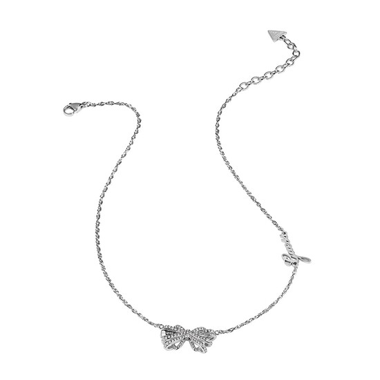 Srebrny naszyjnik z kokardką Guess