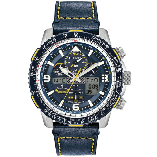 Specjalna edycja zegarka Citizen Promaster Blue Angels JY8078-01L na pasku.
