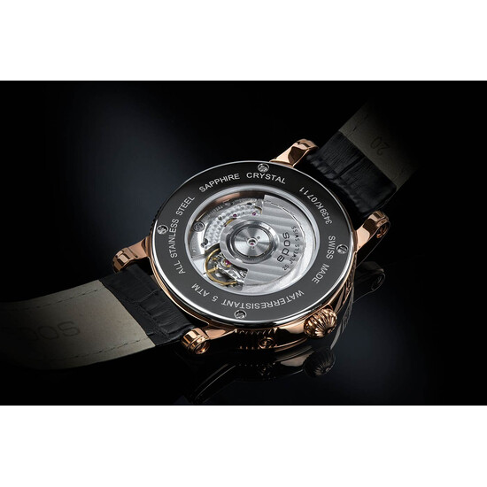 Przeszklony dekiel w zegarku Epos Oeuvre D'Art V-Style 3439.322.24.26.25