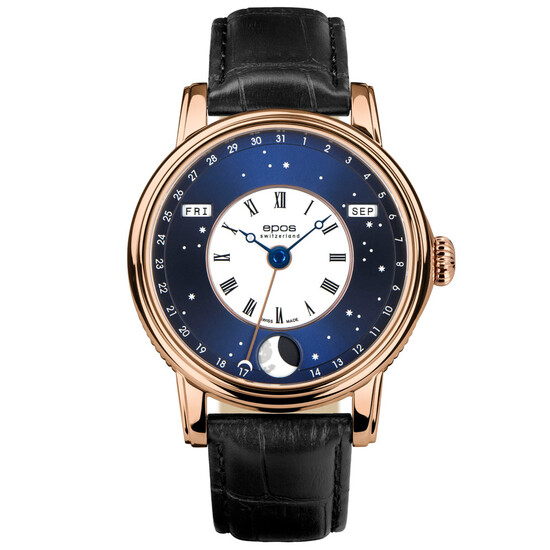 Zegarek Epos Oeuvre D'Art V-Style 3439.322.24.26.25 z niebieską tarczą