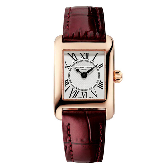 Szwajcarski zegarek na pasku skórzanym Frederique Constant Carree Ladies