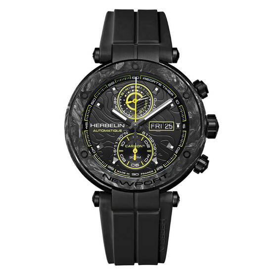 Limitowany czarny zegarek Herbelin Newport Carbon Titanium Automatic