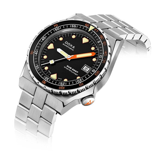 Zegarek diver z czarną tarczą Doxa Sharkhunter