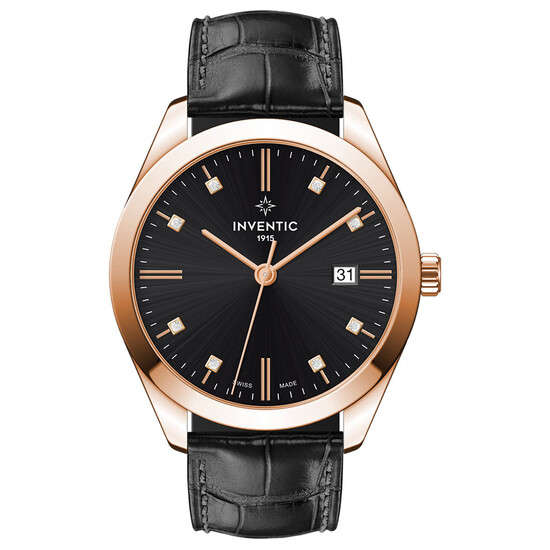 Pozłacany zegarek z kryształkami na tarczy Inventic