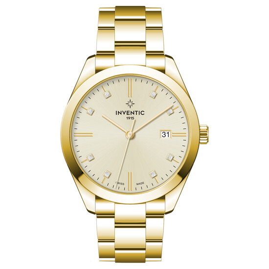 Pozłacany zegarek z cyrkoniami Inventic C2 Ladies