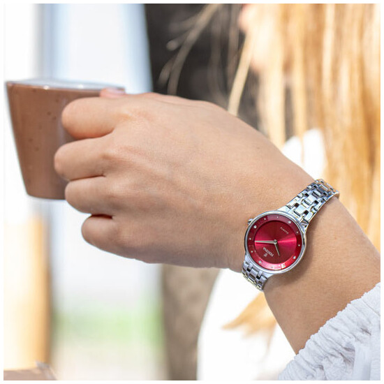 Zegarek damski z bordową tarczą