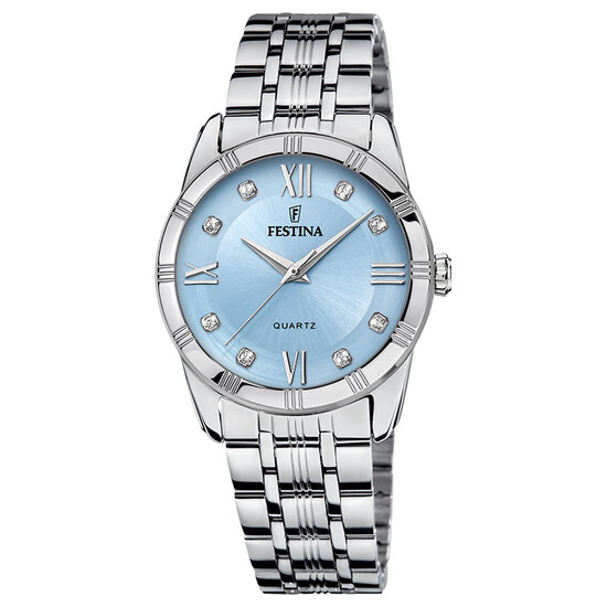 Festina zegarek damski z niebieską tarczą z kryształkami