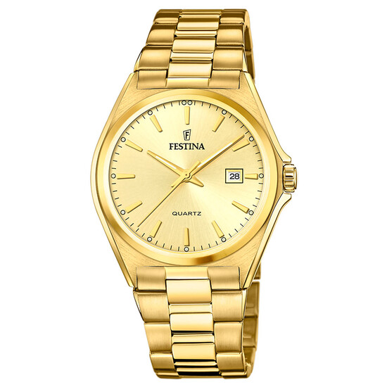Złoty zegarek męski na bransolecie Festina