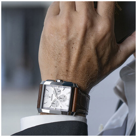 Prostokątny zegarek chronograf męski Festina