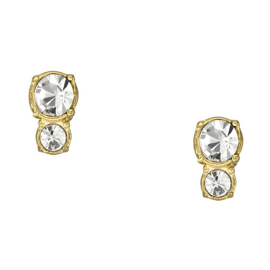 Pozłacane kolczyki sztyfty z kryształkami Fossil